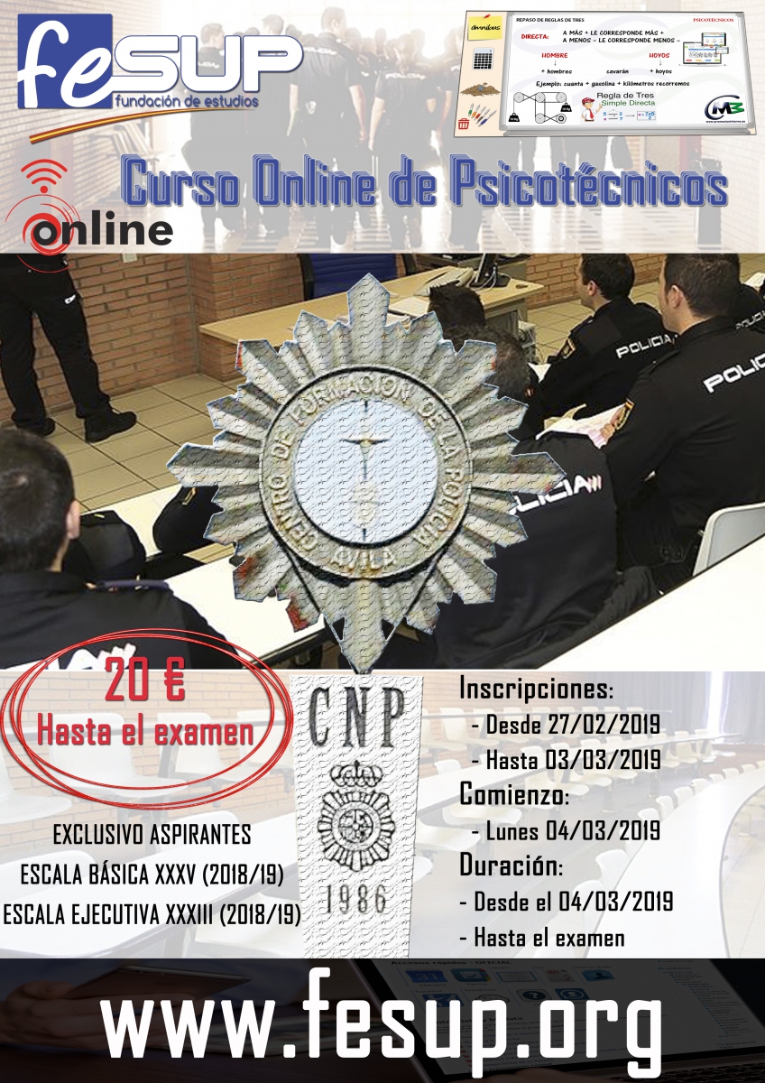 CURSO ONLINE DE PSICOTÉCNICOS - ACCESO A POLICÍA NACIONAL CURSO ONLINE DE PSICOTÉCNICOS - ACCESO A POLICÍA NACIONAL